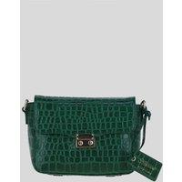 Ashwood Leather Women's 'Elegance' Croc Embossed Leather Cross Body Bag in Green