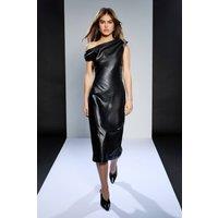 RUNWAY 1.8.1.8 Women's PU Off-The Shoulder Dress in Black | Size: 8