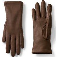 Lands' End Women's Cashmere Lined Touchscreen Leather Gloves in Brown | Size: XL