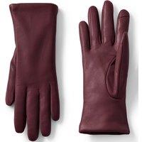 Lands' End Women's Cashmere Lined Touchscreen Leather Gloves in Burgundy | Size: Large