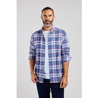 Double TWO Men's Wine & Blue Tartan Warm Handle Plaid Shirt | Size: 3XL