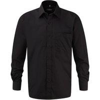 Russell Collection Men's Poplin Long-Sleeved Shirt in Black | Size: 3XL