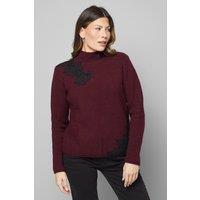 Wallis Women's Lace Detail Rib Neck Jumper in Berry | Size: Medium