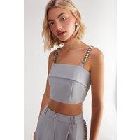 NastyGal Women's Premium Tailored Chain Strap Top in Grey | Size: 16