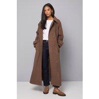 Wallis Women's Maxi Double Breasted Car Coat in Chocolate | Size: 20