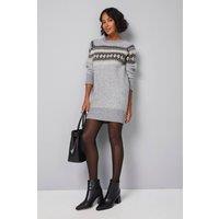Wallis Women's Fairisle Tunic Dress in Grey | Size: XL