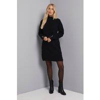 Wallis Women's Petite Lace Detail Ribbed Knitted Dress in Black | Size: XL