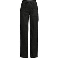 Lands' End Women's Relaxed Straight Leg Linen Trousers in Black | Size: 18