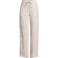 Lands' End Women's Relaxed Straight Leg Linen Trousers in Beige | Size: 14-16