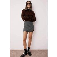 WOVCOR Women's Soft Textured Knit Sweater With Button Detailing in Brown | Size: Small