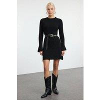WOVCOR Women's Mini Knit A-Line Knit Dress in Black | Size: Large