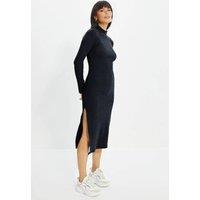 WOVCOR Women's Midi Ribbed Knit Pencil Dress With Side Slit in Indigo | Size: Small