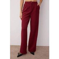 WOVCOR Women's Tailored Wide Leg Woven Trousers in Burgundy | Size: 8