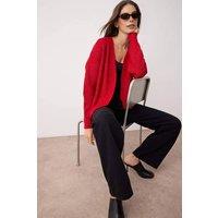 WOVCOR Women's Soft Textured Pocket Detailed Knit Cardigan in Red | Size: Small