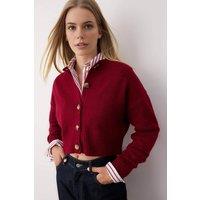 WOVCOR Women's Crop Soft Textured Buttoned Knit Cardigan in Burgundy | Size: Large