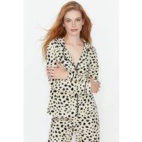 WOVCOR Women's Leopard Print 2-Piece Cotton Pajama Knit Set in Beige | Size: Medium