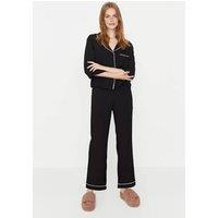 WOVCOR Women's Viscose Woven Sleepwear 2-Piece Pajama Set in Black | Size: 14