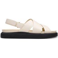 Clarks Women's Aristella Sun Cream Leather Flat Sandals in White | Size: 4-Standard Fit
