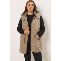 Yours Women's Woven Quilted Gilet in Natural | Size: 20