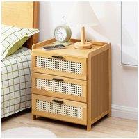 H&O Direct Wooden 3-Drawers Nightstand for Bedroom in Brown