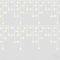 Pegdev Warm White LED Icicle Lights White Cable Outdoor Connectable 6m