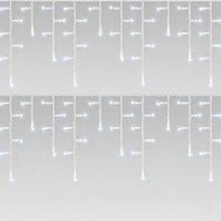 Pegdev Cool White LED Icicle Lights White Cable Outdoor Connectable 2m