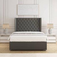 BSSPOKE Amelia Divan Bed Set Plush Velvet 54 Headboard & Mattress No Drawers in Grey | Size: Super King