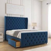 BSSPOKE Anna Plush Velvet Divan Bed 54Headboard 2Drawers Footend No Mattress in Black | Size: Super King