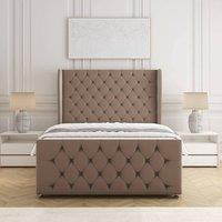 BSSPOKE Anna Plush Velvet Divan Bed 54 Headboard & Mattress No Drawers in Bronze | Size: Small Double