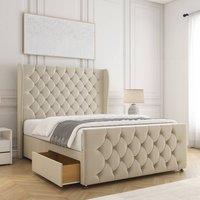 BSSPOKE Anna Plush Velvet Divan Bed 54Headboard 2Drawers Footend No Mattress in Charcoal | Size: Super King