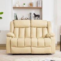 Artemis Home Sheridan 2 Seat Recliner Sofa with Cup Holders in Cream | Size: 2 Seater
