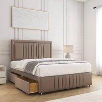 BSSPOKE Lily Plush Velvet Divan Bed 24Headboard &Footboard 4Drawers Mattress in Bronze | Size: Small Double