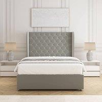 BSSPOKE Amelia Divan Bed Set Plush Velvet 54 Headboard & Mattress No Drawers in Silver | Size: Single