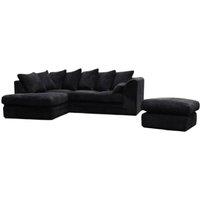 SNUG FURNITURE BIRMINGHAM LTD Jumbo Cord Left Hand Corner Sofa With FREE footstool in Black
