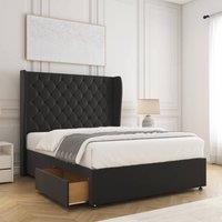 BSSPOKE Amelia Divan Bed Set Plush Velvet 2Drawers & 54Headboard No Mattress in Black | Size: King