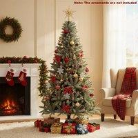 Costway 180 CM Glow-in-the-dark Artificial Christmas Tree Hinged Xmas Tree in Green