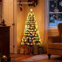 Costway 150 cm Fiber Optic Christmas Tree Artificial Pre-lit Xmas Tree in Green