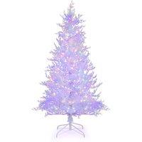 Costway 6FT Pre-Lit Artificial Christmas Tree Flocked Xmas Tree with 300 LED in White