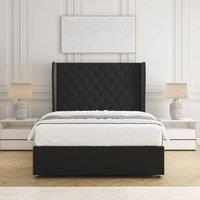 BSSPOKE Amelia Divan Bed Set Plush Velvet 54 Headboard & Mattress No Drawers in Black | Size: Small Double