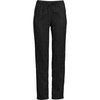 Lands' End Women's Petite Relaxed Tapered Pull On Linen Trousers in Black | Size: 14