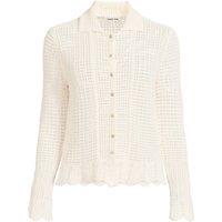 Lands' End Women's Drifter Openwork Collared Cardigan in Ivory | Size: 10-12