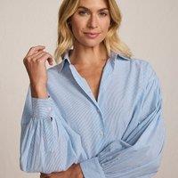 Lands' End Women's Cropped Striped Shirt in Blue | Size: 8