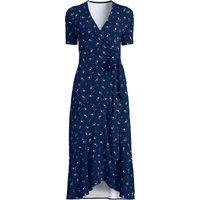 Lands' End Women's Plus Cotton Modal Short Sleeve V-neck Wrap Dress in Navy | Size: 28-30