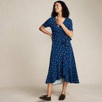 Lands' End Women's Plus Cotton Modal Short Sleeve V-neck Wrap Dress in Navy | Size: 14-16