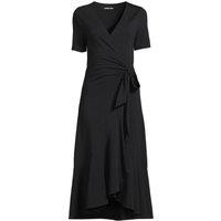 Lands' End Women's Plus Cotton Modal Short Sleeve V-neck Wrap Dress in Black | Size: 14-16