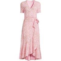 Lands' End Women's Cotton Modal Short Sleeve V-neck Wrap Dress in Pink | Size: 14-16