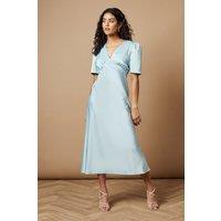 Oasis Women's Petite Satin Midaxi Dress in Blue | Size: 8