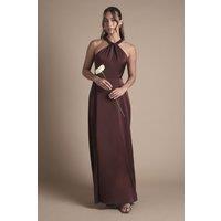 Coast Women's Honoured Twist Halterneck Satin Maxi Bridesmaid Dress in Dusty Rose | Size: 18
