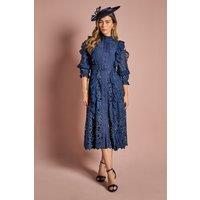 Coast Women's Lace Ruffle Shirt Dress With Tie in Navy | Size: 10
