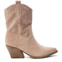 b.soleful Women's 'Gailaen' Alcantara Heeled Boots in Camel | Size: 8